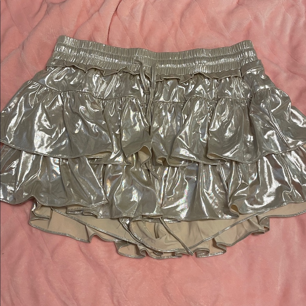 Shiny Metallic Ruffle Skirt